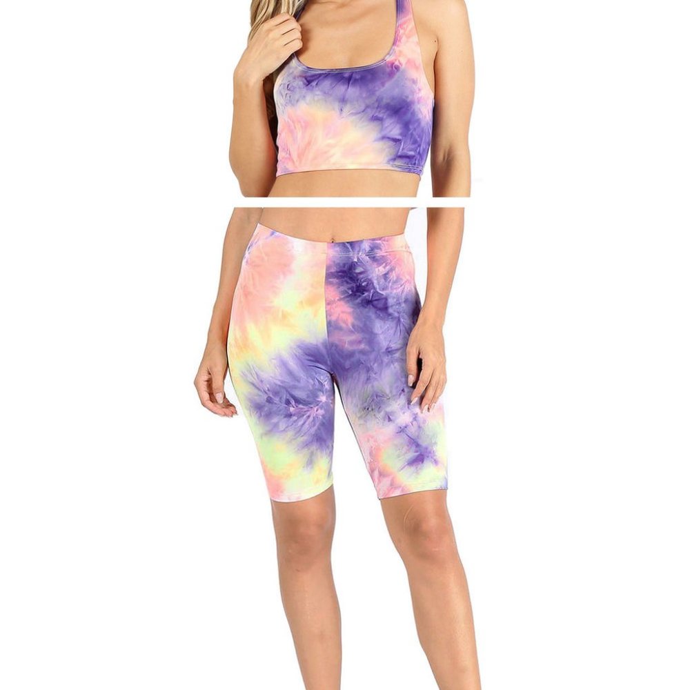 2/$30 2 Piece Neon Summer Shorts and Bra Top - N…